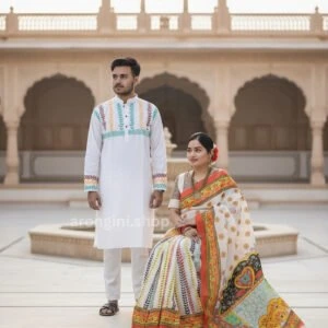 Premium Couple Matching Set for Men & Women - Sari and Panjabi