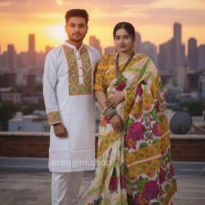 Premium Couple Matching Set (Saree and Panjabi) - AS514